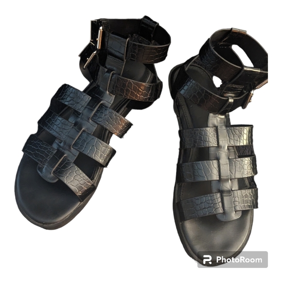 Aldo Glassy Platform Cage Sandal - Croc Embossed - Size 10 - Picture 5 of 11